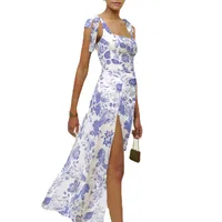 Women's Strap Dress Elegant Sexy Romantic Strap Collarless Ruffles Sleeveless Printing Midi Dress Office Daily Date main image 3