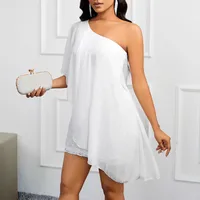 Women's Hip Skirt Elegant Sexy Streetwear Oblique Collar Zipper Sleeveless Solid Color Above Knee Banquet Daily Date main image 1