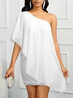 Women's Hip Skirt Elegant Sexy Streetwear Oblique Collar Zipper Sleeveless Solid Color Above Knee Banquet Daily Date sku image 4