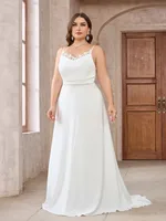 Strap Dress Elegant Style Commute Strap Dress Zipper Sleeveless Solid Color Maxi Long Dress Wedding Banquet sku image 1