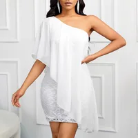 Women's Hip Skirt Elegant Sexy Streetwear Oblique Collar Zipper Sleeveless Solid Color Above Knee Banquet Daily Date main image 2
