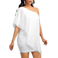 Women's Hip Skirt Elegant Sexy Streetwear Oblique Collar Zipper Sleeveless Solid Color Above Knee Banquet Daily Date main image 3