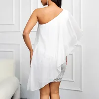 Women's Hip Skirt Elegant Sexy Streetwear Oblique Collar Zipper Sleeveless Solid Color Above Knee Banquet Daily Date main image 5
