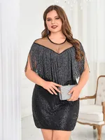 Hip Skirt Elegant Style Commute Round Neck Zipper Sleeveless Solid Color Above Knee Banquet Daily Party sku image 4