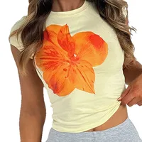 Women's T-shirt Short Sleeve T-Shirts Casual Flower main image 3