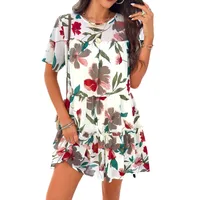 Women's A- Line Skirt Casual Elegant Streetwear Round Neck Short Sleeve Printing Above Knee Holiday Daily main image 4