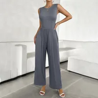 Women's Holiday Daily Casual Simple Style Streetwear Solid Color Full Length Jumpsuits main image 3