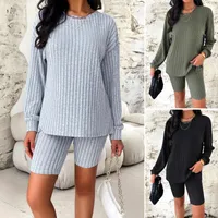 Holiday Daily Women's Casual Simple Style Streetwear Stripe Solid Color Spandex Polyester Flower Gray Velvet Shorts Co-ord Set Shorts Sets main image 1