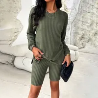 Holiday Daily Women's Casual Simple Style Streetwear Stripe Solid Color Spandex Polyester Flower Gray Velvet Shorts Co-ord Set Shorts Sets main image 4
