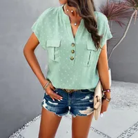 Women's Blouse Short Sleeve Blouses Casual Streetwear Polka Dots sku image 19