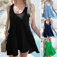 Women's Tank Dress Casual Elegant Streetwear U Neck Sleeveless Solid Color Above Knee Holiday Daily main image 1