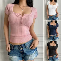 Women's T-shirt Short Sleeve T-Shirts Sexy Solid Color main image 1