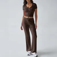 Holiday Daily Women's Casual Simple Style Streetwear Solid Color Viscose Fiber Knit Pant Co-ord Set Shorts Sets main image 2