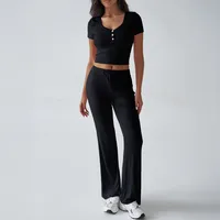 Holiday Daily Women's Casual Simple Style Streetwear Solid Color Viscose Fiber Knit Pant Co-ord Set Shorts Sets main image 3