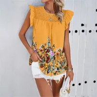 Women's Chiffon Shirt Sleeveless Blouses Casual Simple Style Streetwear Flower sku image 11