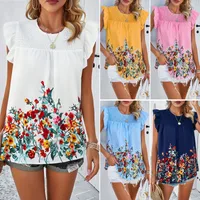Women's Chiffon Shirt Sleeveless Blouses Casual Simple Style Streetwear Flower main image 1