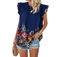 Women's Chiffon Shirt Sleeveless Blouses Casual Simple Style Streetwear Flower main image 4