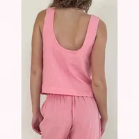 Casual Office Daily Women's Casual Temperament Commuter Commute Style Solid Color Cotton Cotton And Linen Leisure Suit Shorts Sets main image 3