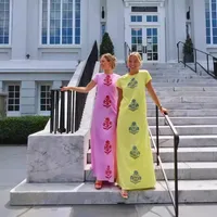 Women's Sheath Dress Party Dress Preppy Style Fresh And Sweet Round Neck Short Sleeve Flower Maxi Long Dress Daily main image 1