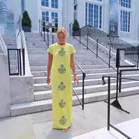Women's Sheath Dress Party Dress Preppy Style Fresh And Sweet Round Neck Short Sleeve Flower Maxi Long Dress Daily main image 2