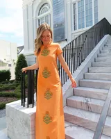Women's Sheath Dress Party Dress Preppy Style Fresh And Sweet Round Neck Short Sleeve Flower Maxi Long Dress Daily sku image 13