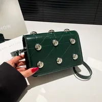Women's Pu Leather Solid Color Streetwear Rivet Square Magnetic Buckle Square Bag main image 2