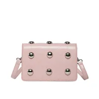 Women's Pu Leather Solid Color Streetwear Rivet Square Magnetic Buckle Square Bag sku image 3