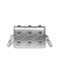 Women's Pu Leather Solid Color Streetwear Rivet Square Magnetic Buckle Square Bag sku image 5
