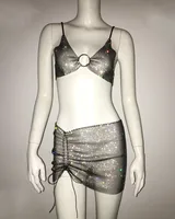Holiday Banquet Women's Sexy Solid Color Polyester Skirt Co-ord Set Shorts Sets sku image 1