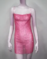 Women's Party Dress Sexy Strap Sleeveless Solid Color Above Knee Cocktail Party sku image 10