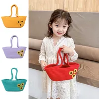 Women's Medium Straw Solid Color Cute Square Open Handbag main image 2