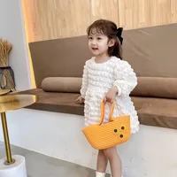 Women's Medium Straw Solid Color Cute Square Open Handbag main image 3