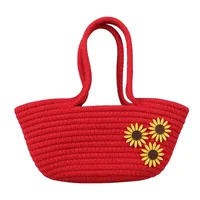 Women's Medium Straw Solid Color Cute Square Open Handbag main image 4