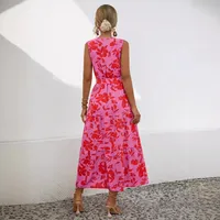 Women's Bandage Dress Tea Dress Casual Elegant Simple Style V Neck Sleeveless Printing Flower Maxi Long Dress Travel Daily Date main image 2