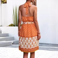 Women's Floral Dress Casual Style Elegant Simple Style Halter Neck Sleeveless Flower Knee-Length Office Travel Daily main image 3