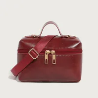 Women's Medium Pu Leather Solid Color Vintage Style Classic Style Pillow Shape Zipper Crossbody Bag sku image 3