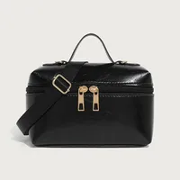 Women's Medium Pu Leather Solid Color Vintage Style Classic Style Pillow Shape Zipper Crossbody Bag sku image 1