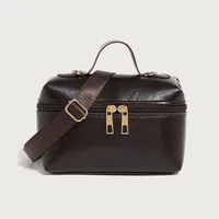Women's Medium Pu Leather Solid Color Vintage Style Classic Style Pillow Shape Zipper Crossbody Bag sku image 5