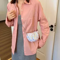 Women's Medium Sequin Solid Color Streetwear Sewing Thread Semicircle Zipper Crossbody Bag main image 5