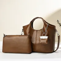 Women's PU Solid Color Vintage Style Classic Style Square Zipper Buckle Bag Sets sku image 2