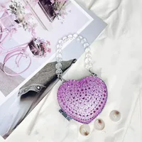 Women's Mini Acrylic Heart Shape Streetwear Heart-shaped Magnetic Buckle Shoulder Bag Handbag sku image 2
