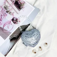 Women's Mini Acrylic Heart Shape Streetwear Heart-shaped Magnetic Buckle Shoulder Bag Handbag sku image 10