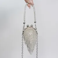Women's Mini Metal Solid Color Streetwear Tassel Round Magnetic Buckle Shoulder Bag sku image 3
