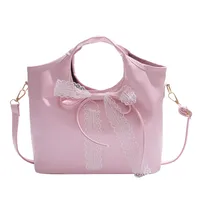 Women's Large Pu Leather Solid Color Bow Knot Streetwear Lace Bucket Zipper Shoulder Bag main image 4