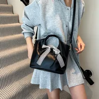Women's Large Pu Leather Solid Color Bow Knot Streetwear Lace Bucket Zipper Shoulder Bag main image 5