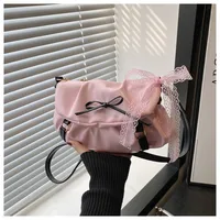 Women's Medium Pu Leather Bow Knot Streetwear Square Flip Cover Shoulder Bag sku image 3