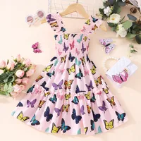 Girl'S Princess Rainbow Butterfly Leopard Polyester Girls Dresses main image 3