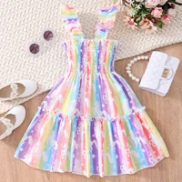 Girl'S Princess Rainbow Butterfly Leopard Polyester Girls Dresses sku image 13