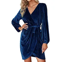 Women's Adults A- Line Skirt Princess Wind Fresh And Sweet V Neck Pullovers Belt Long Sleeve Solid Color Knee-Length Party Street sku image 23