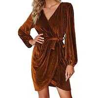 Women's Adults A- Line Skirt Princess Wind Fresh And Sweet V Neck Pullovers Belt Long Sleeve Solid Color Knee-Length Party Street main image 4